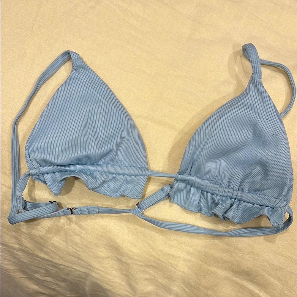 Light Blue Ribbed Bikini Top